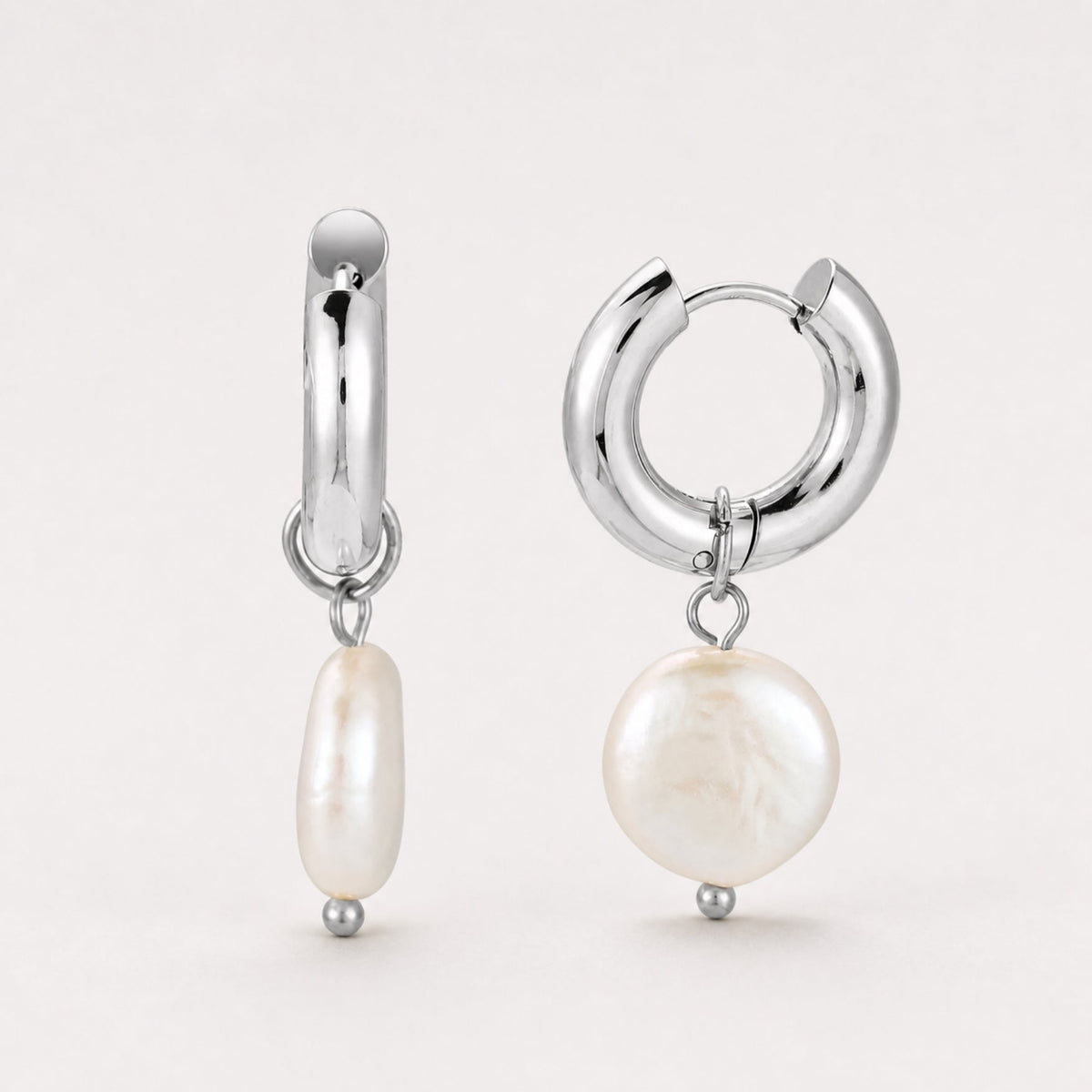 Chunky Pearl Hoops 8