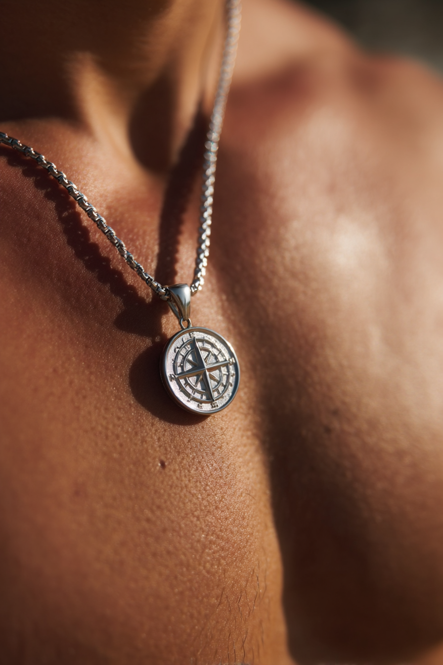 Pureform Compass Necklace | Platinum 2