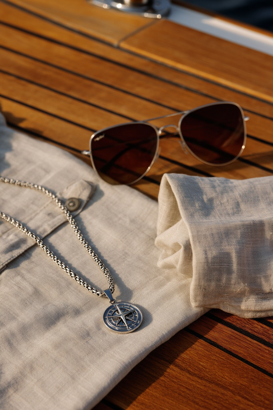 Pureform Compass Necklace | Platinum 5