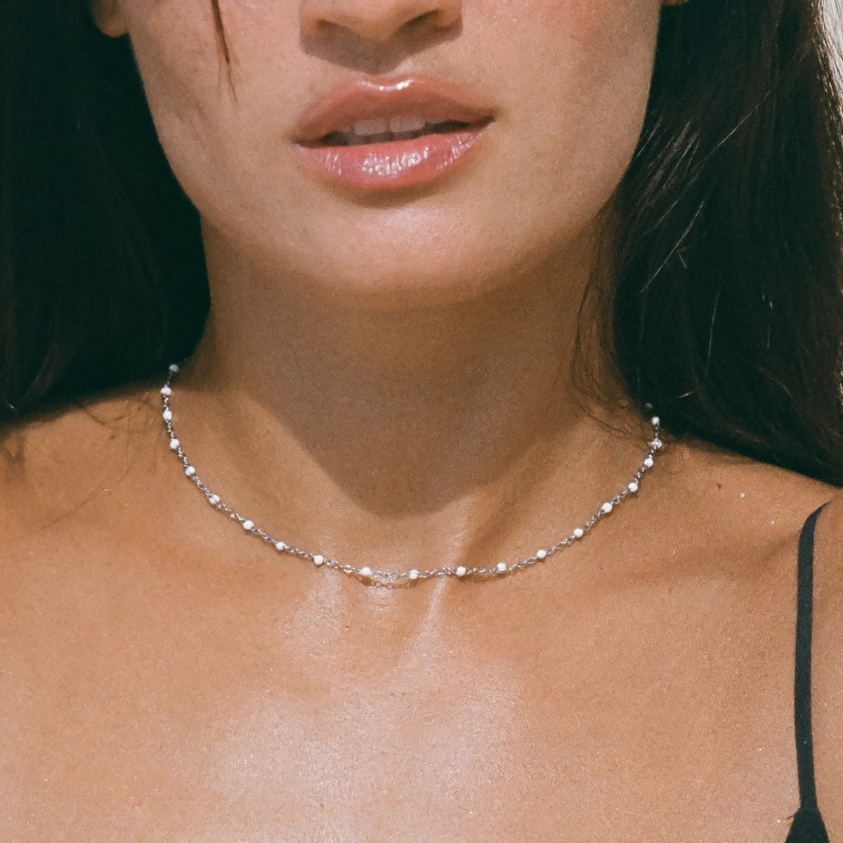 White Beaded Choker 21