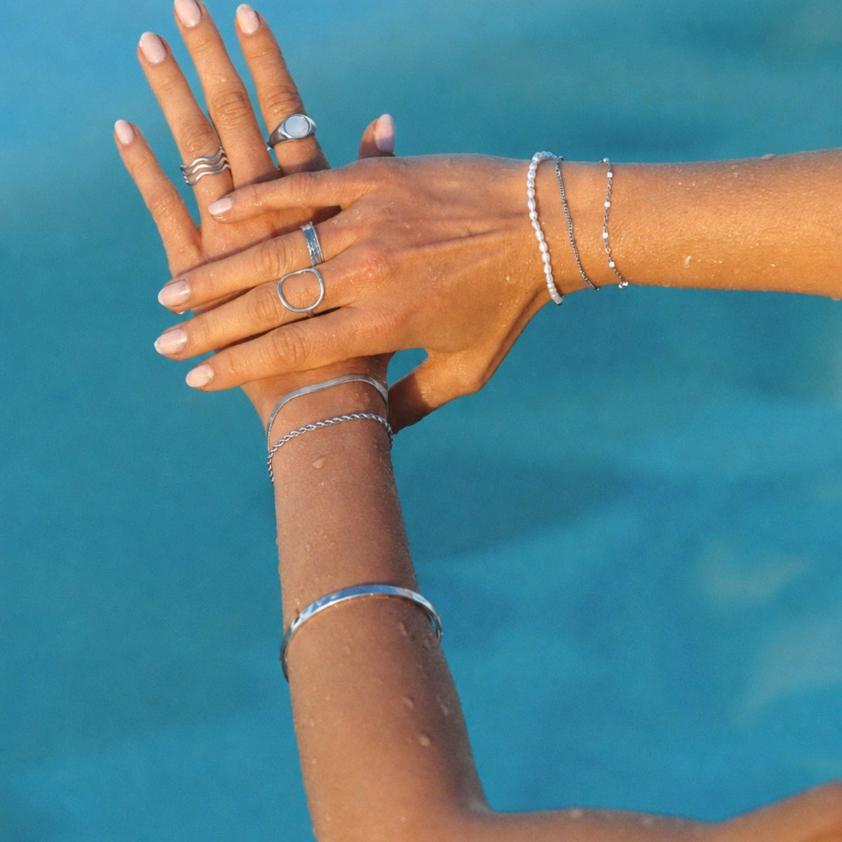Double White Beaded Bracelet 13