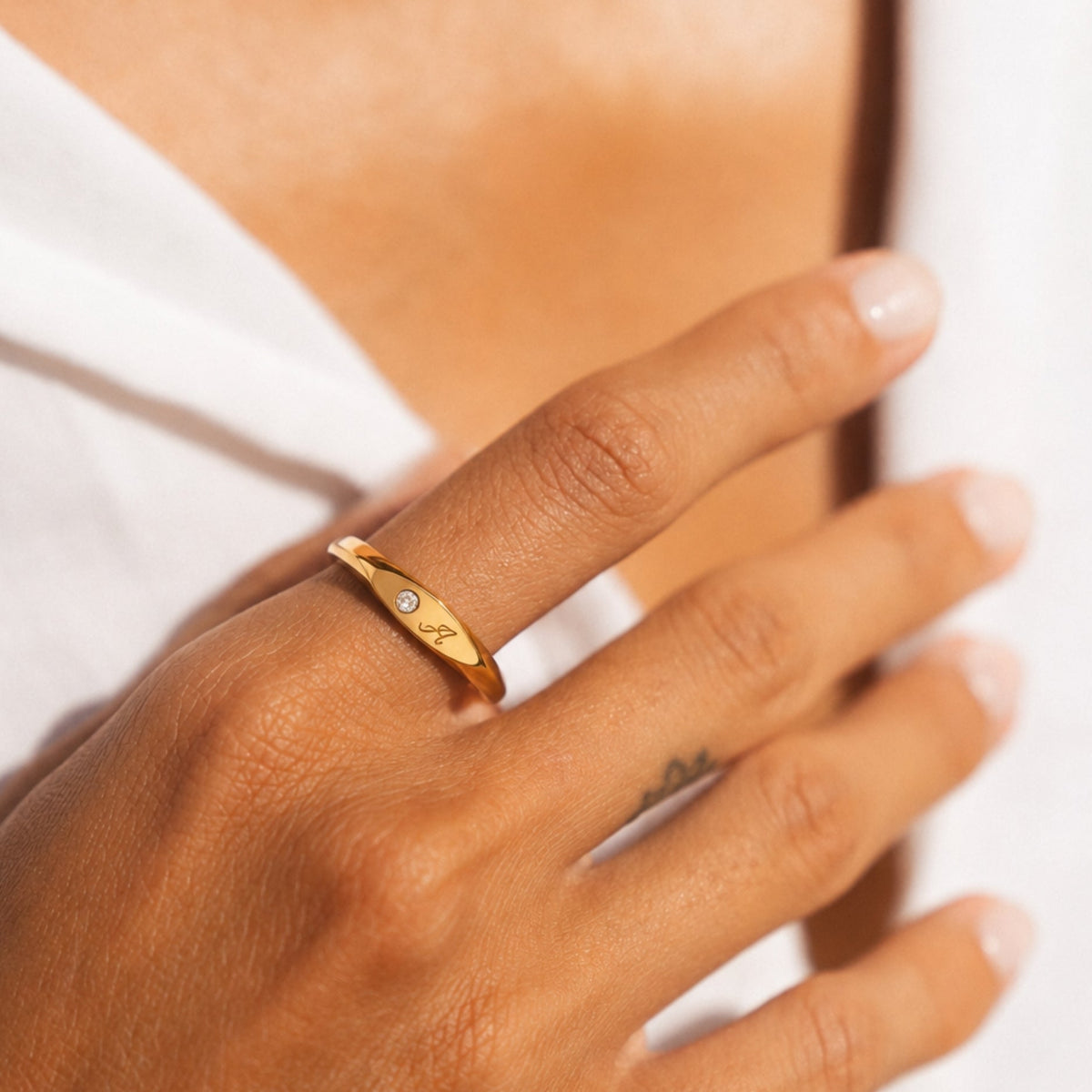 One-Initial Crystal Ring 2