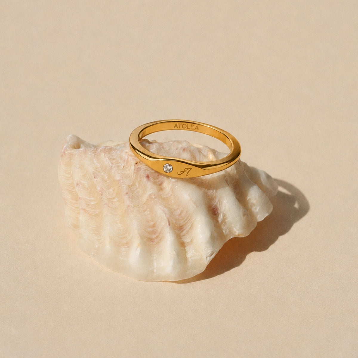 One-Initial Crystal Ring 3