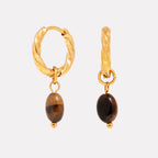 Tiger Eye Hoops Earrings 4