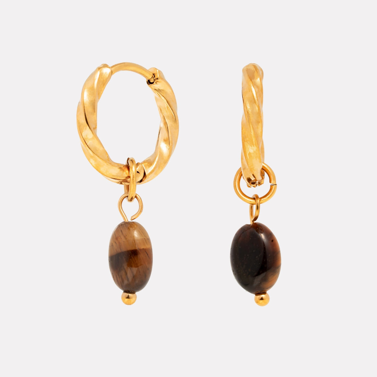 Tiger Eye Hoops Earrings 4