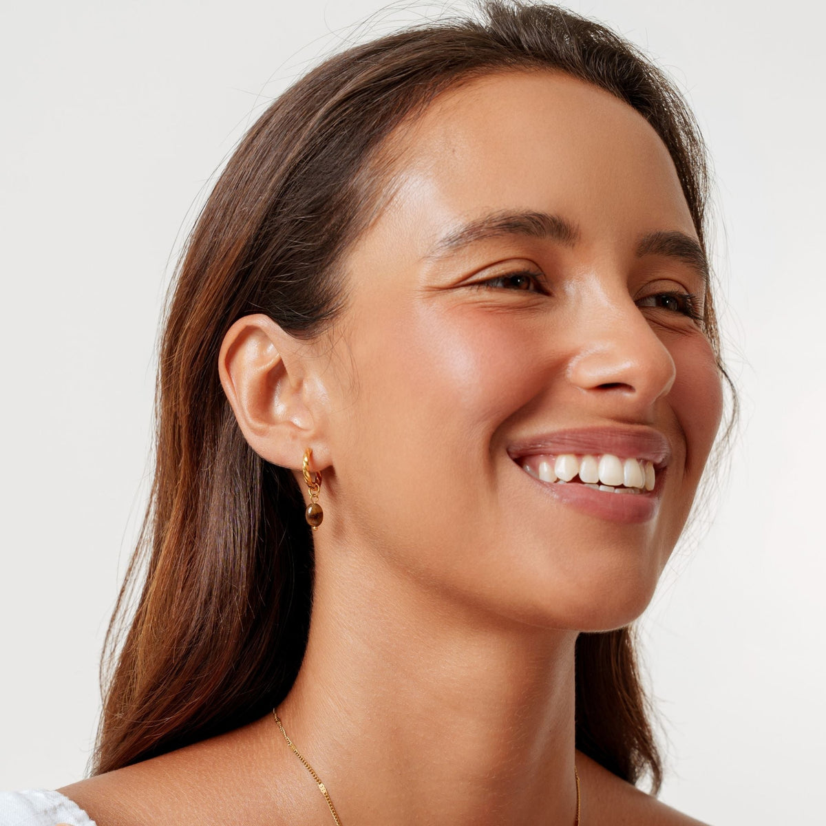 Tiger Eye Hoops Earrings 2