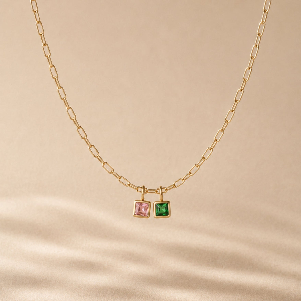 Paperclip Birthstone Necklace 11