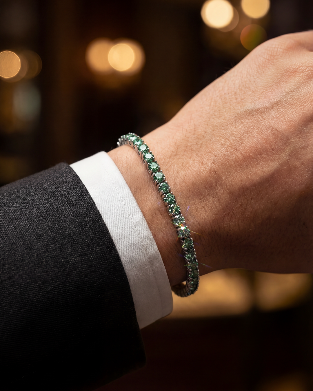 Verdant Éclat Bracelet | Green Moissanite 2