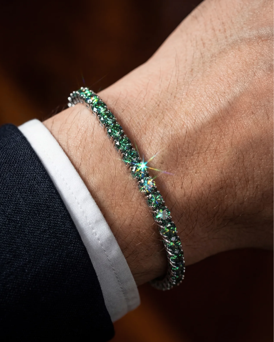 Verdant Éclat Bracelet | Green Moissanite 6