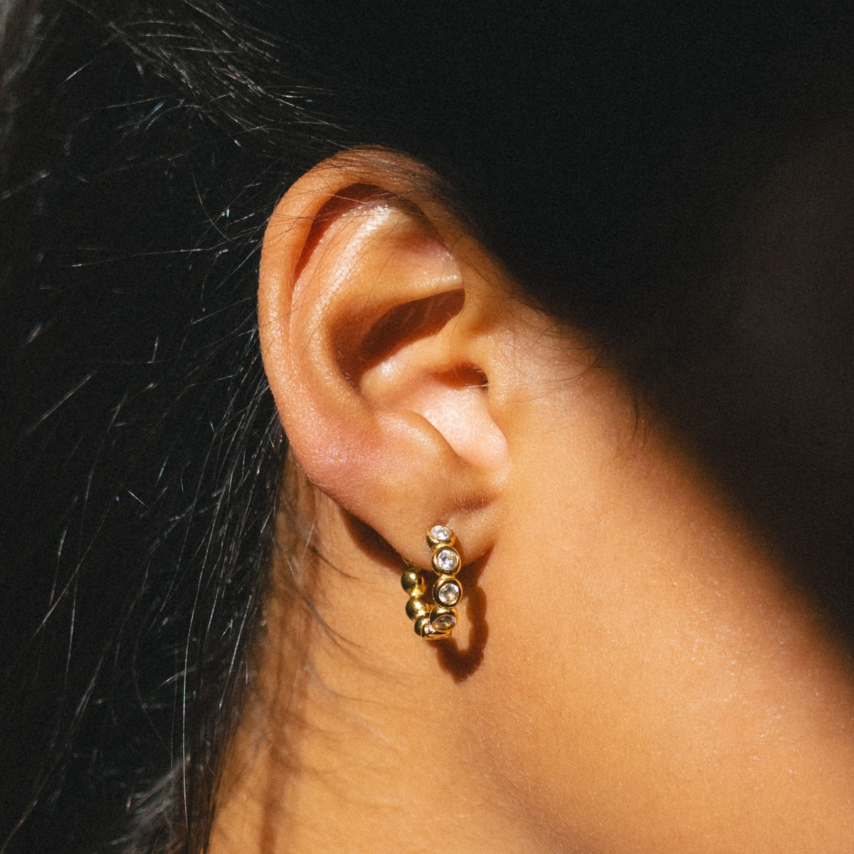 Beaded Diamond Hoops 1