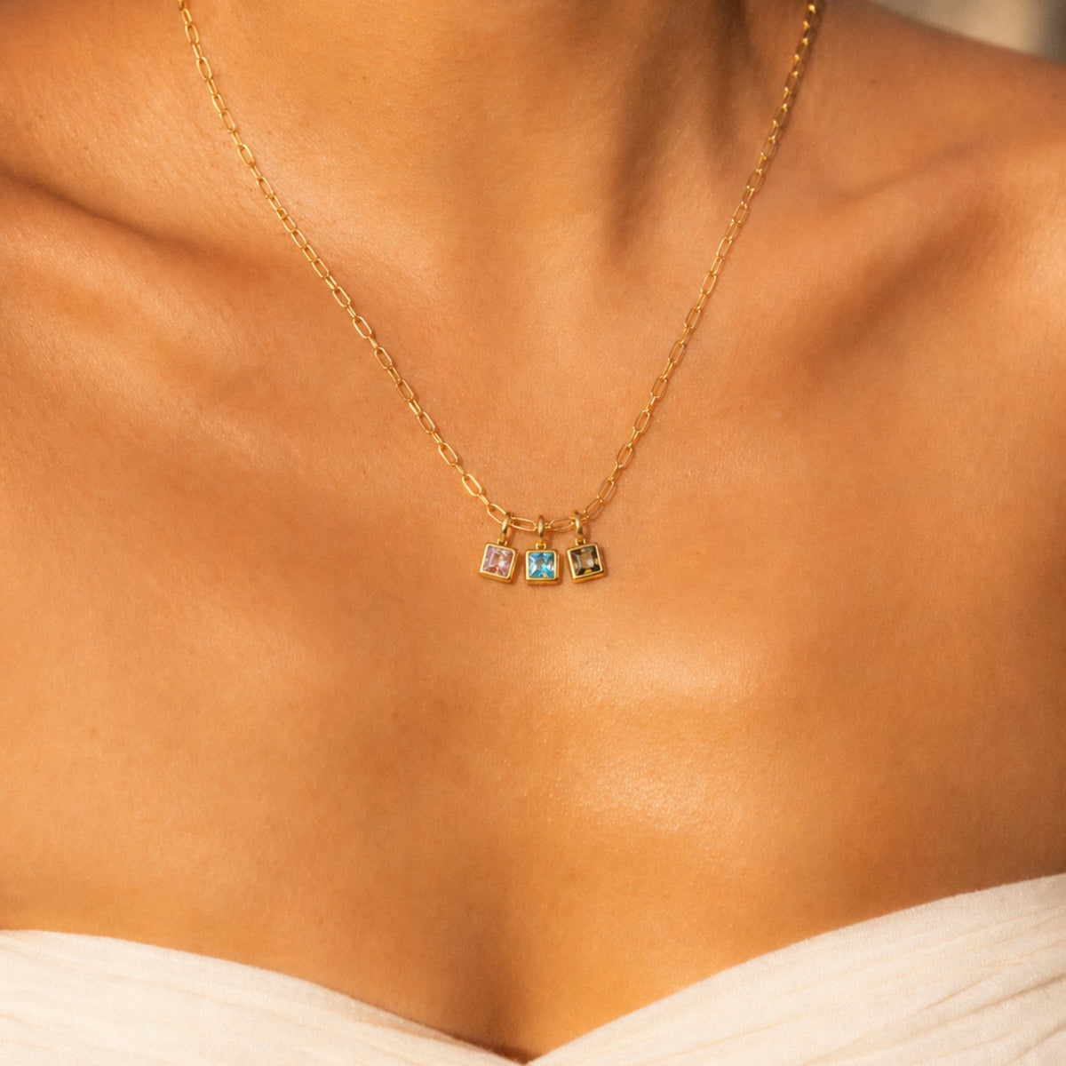 Paperclip Birthstone Necklace 9
