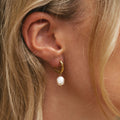 Hammered Pearl Hoop Earrings 1