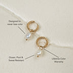 Hammered Pearl Hoop Earrings 2