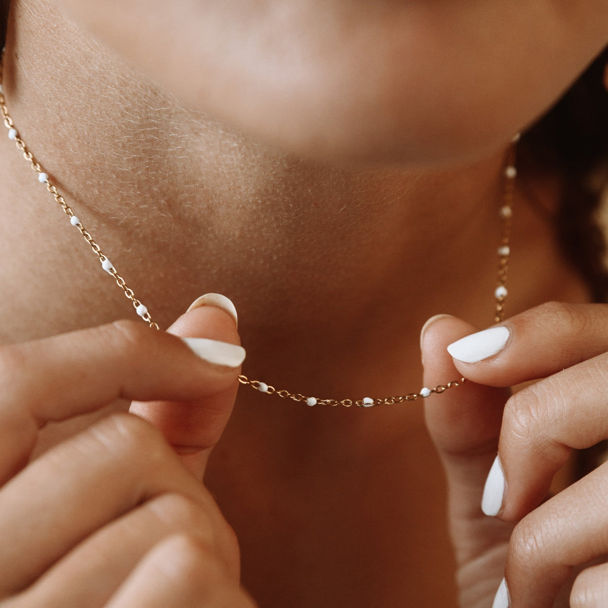 White Beaded Choker 17
