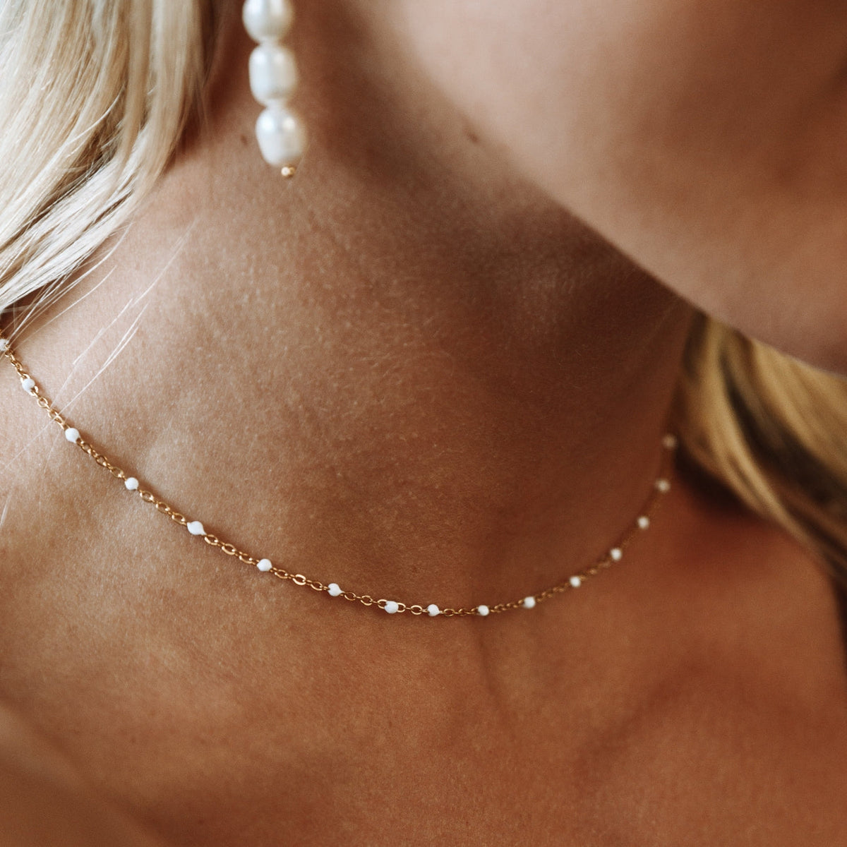 White Beaded Choker 11