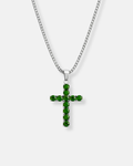 Zirconia Cross Necklace | Emerald green 1