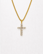 Zirconia Cross Necklace | Gold 1