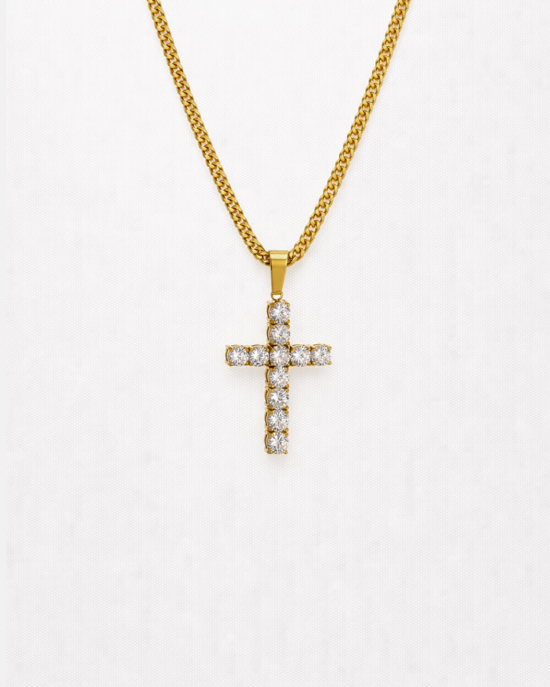 Zirconia Cross Necklace | Gold 1