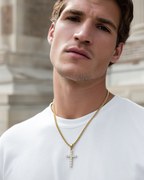 Zirconia Cross Necklace | Gold 3