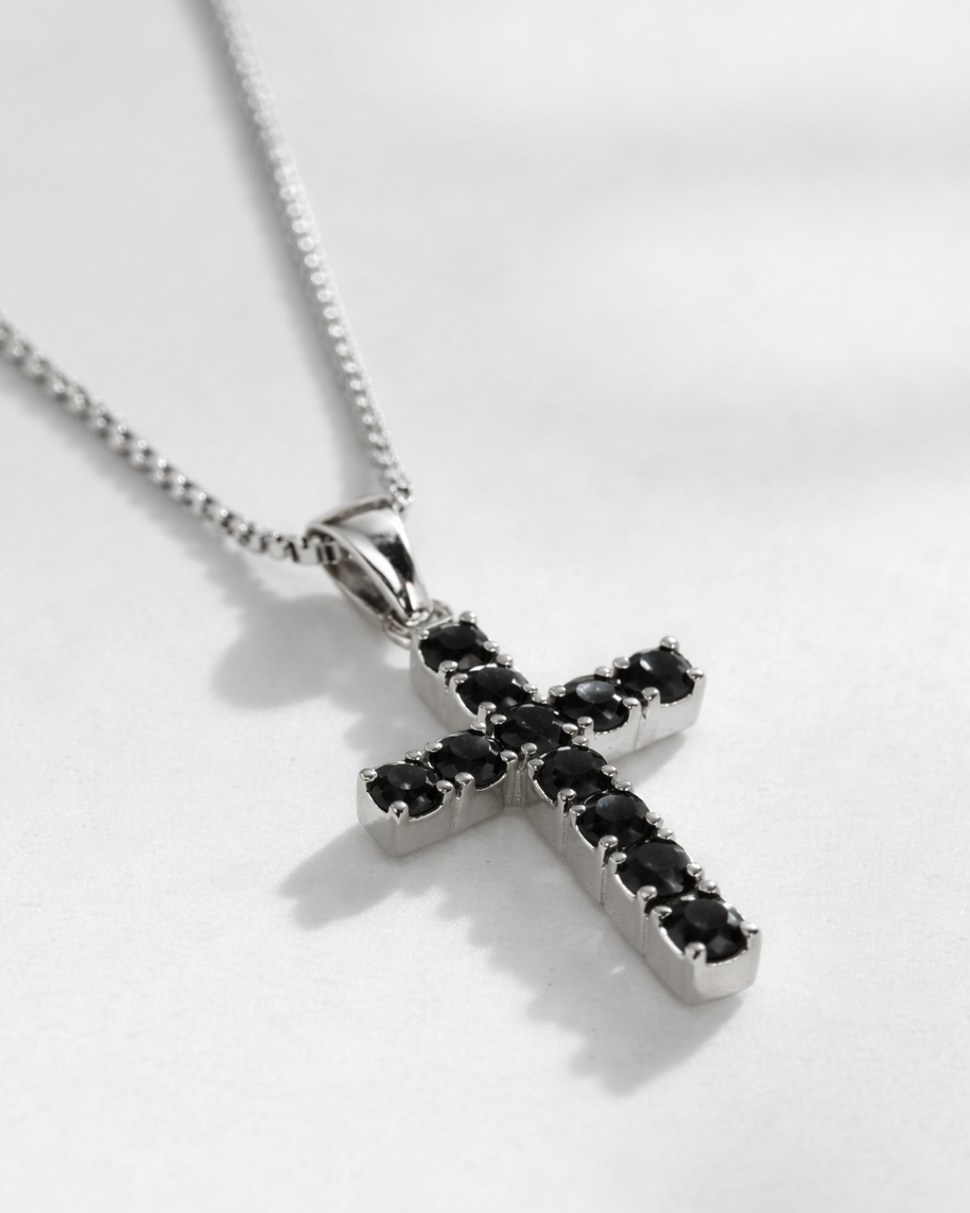 Zirconia Cross Necklace | Onyx Black 4